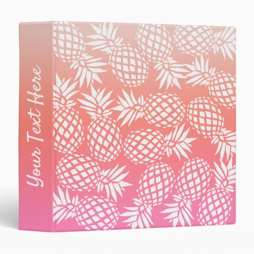 Elegant Girly Gradient Pineapple Pattern Colorful 3 Ring Binder