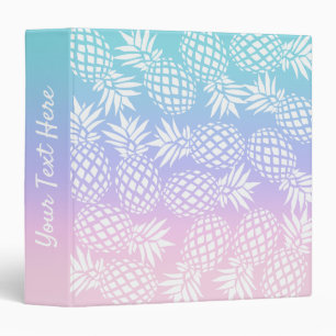 Elegant Girly Gradient Pineapple Pattern Colorful 3 Ring Binder