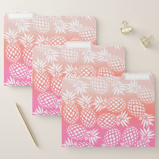Elegant Girly Gradient Pineapple Pattern Colorful File Folder (Set)