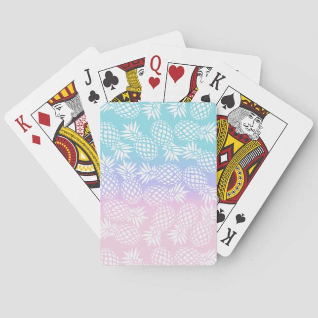 Elegant Girly Gradient Pineapple Pattern Colorful Poker Cards (Back)