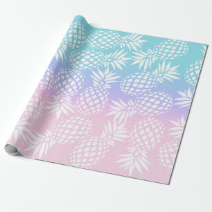 Elegant Girly Gradient Pineapple Pattern Colorful Wrapping Paper