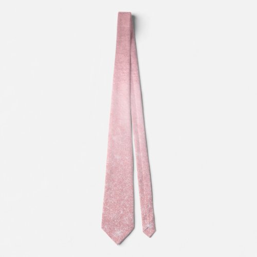 Elegant girly gradient pink rose gold glitter neck tie