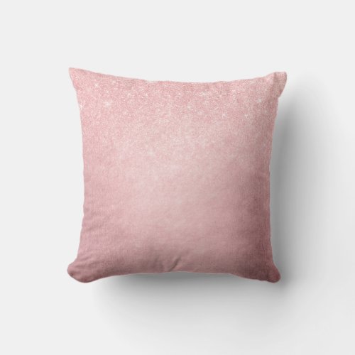 Elegant girly gradient pink rose gold glitter throw pillow