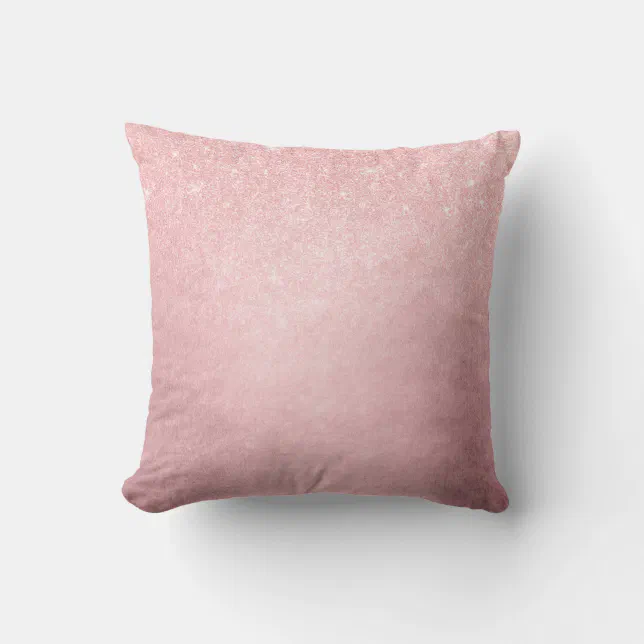 Elegant girly gradient pink rose gold glitter throw pillow Zazzle