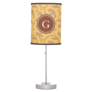 Elegant girly honey floral pattern monogram table lamp