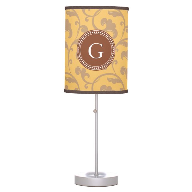 Elegant girly honey floral pattern monogram table lamp (Front)