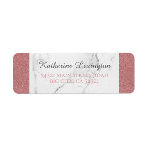 Elegant Girly Marble Blush Pink Glitter Label
