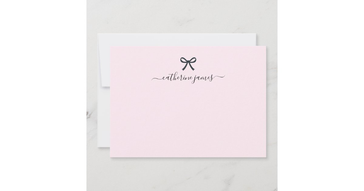 Elegant Girly Monogram Name Script Cute Blush Pink Note Card | Zazzle