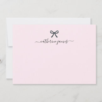 Elegant Girly Monogram Name Script Cute Blush Pink Note Card