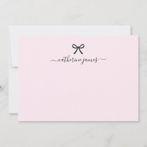Elegant Girly Monogram Name Script Cute Blush Pink Note Card