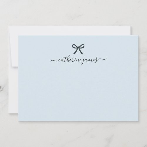 Elegant Girly Monogram Name Script Cute Light Blue Note Card