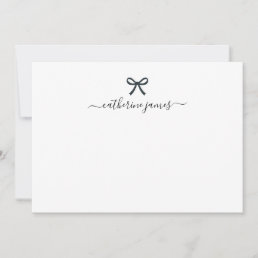 Elegant Girly Monogram Name Script Cute Ribbon Bow Note Card