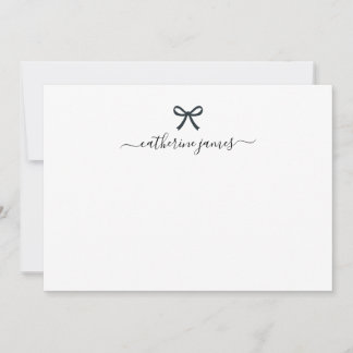 Elegant Girly Monogram Name Script Cute Ribbon Bow Note Card
