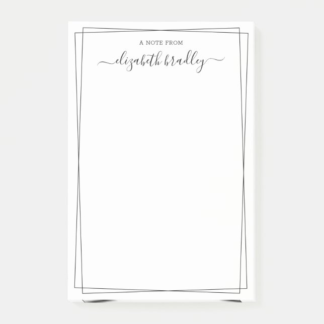 Elegant Girly Monogram Signature Black White Post-it Notes (Front)
