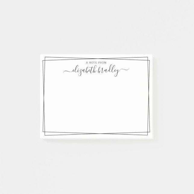 Elegant Girly Monogram Signature Black White Post- Post-it Notes (Front)