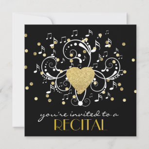 elegant girly music recital invitation