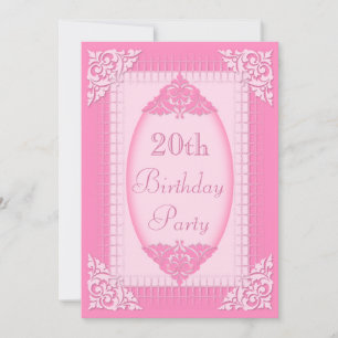 Elegant, Girly Pink 19th Birthday Invitation
