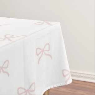 Elegant Girly Pink Bow Pattern Spring Summer Chic Tablecloth