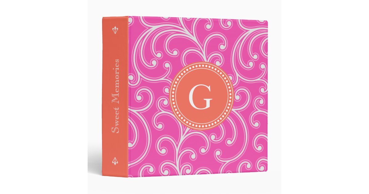 Cute Girly Pastel Floral Name Monogram 3 Ring Binder