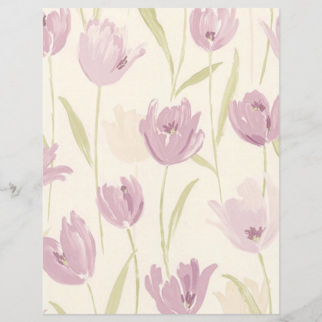 Elegant Girly Pink Floral Pattern Scrapbook Paper (Front)