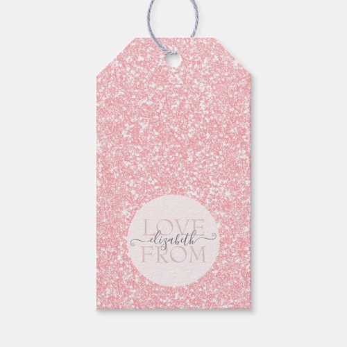 Elegant Girly Pink Glitter DIY Name Gift Tags