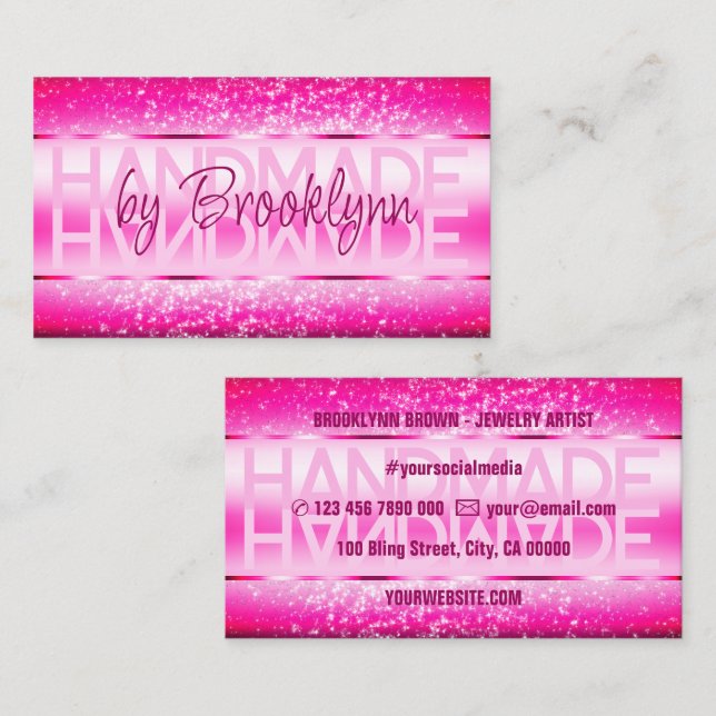 Elegant Girly Pink Luxurious Sparkle Glitter Glam Business Card (Front/Back)