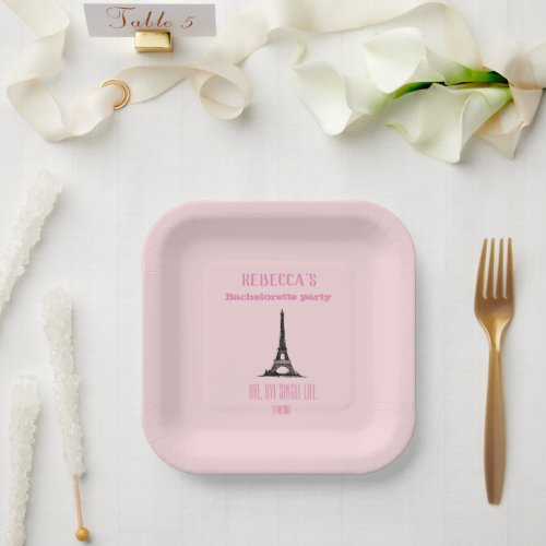 Elegant Girly Pink Paris Bachelorette Party  Paper Plates