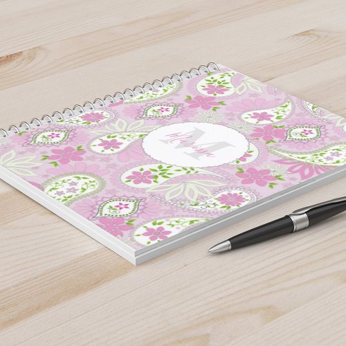 Elegant Girly Pink Preppy Paisley Print Pattern  Notebook