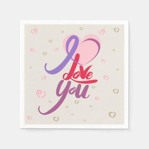 Elegant Girly Pink Red Purple Heart Paper Napkin