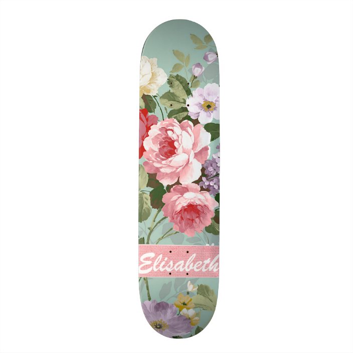 Elegant Girly Pink Red Roses Monogram Skateboard Deck | Zazzle.com