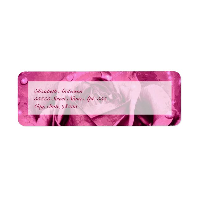 Elegant Girly Pink Rose Label (Front)