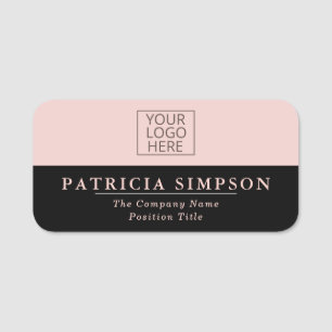 Elegant Girly Pink Salt & Black Color Combination Name Tag
