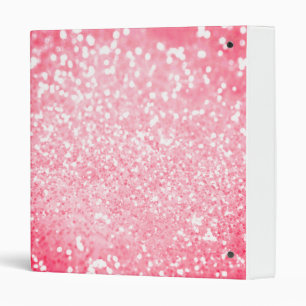 Elegant Girly Pink White Faux Glitter 3 Ring Binder