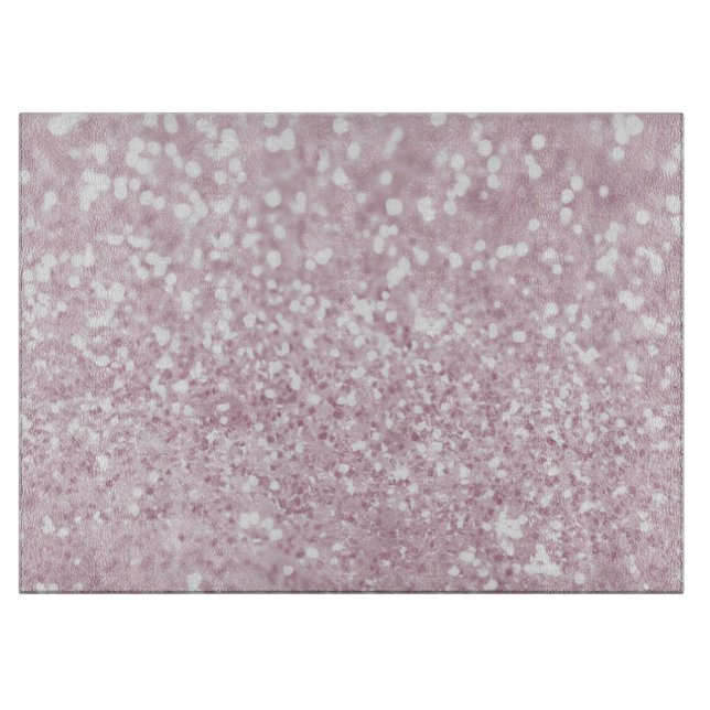 Elegant Girly Pink White Faux Glitter Cutting Board (Front)