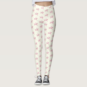 Elegant Girly Pink White Horseback Riding Leggings