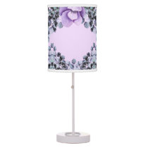 Elegant Girly Purple Floral Polka Dot Baby Nursery Table Lamp