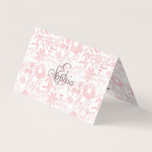 Elegant Girly Rose Gold Flowers Shapes Pattern Business Card