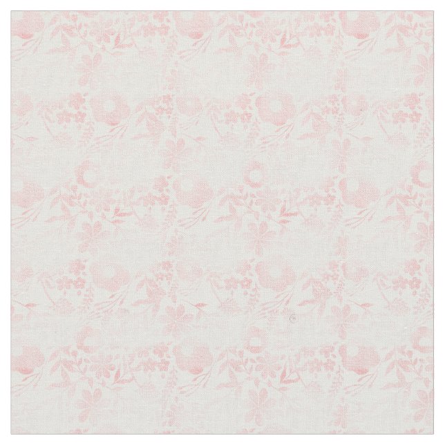 Elegant Girly Rose Gold Flowers Shapes Pattern Fabric (Close Up)