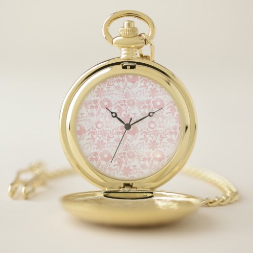 Elegant Girly Rose Gold Flowers Shapes Pattern Pocket Watch