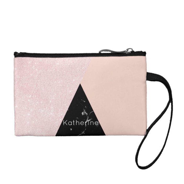 rose gold glitter wristlet