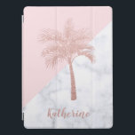 Elegant girly rose gold glitter palm white marble iPad pro cover<br><div class="desc">Trendy and stylish faux rose gold glitter palm,  pastel pink & white marble color block.</div>