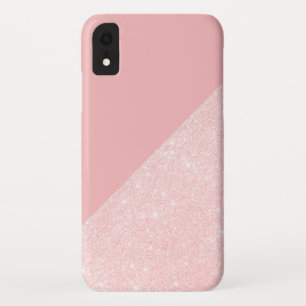 Elegant girly rose gold glitter & pastel pink iPhone XR case