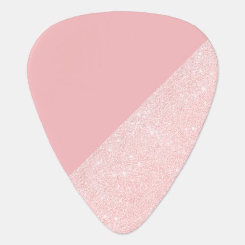 Elegant girly rose gold glitter  pastel pink guitar pick