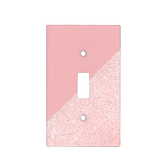 Elegant girly rose gold glitter & pastel pink light switch cover (Front)