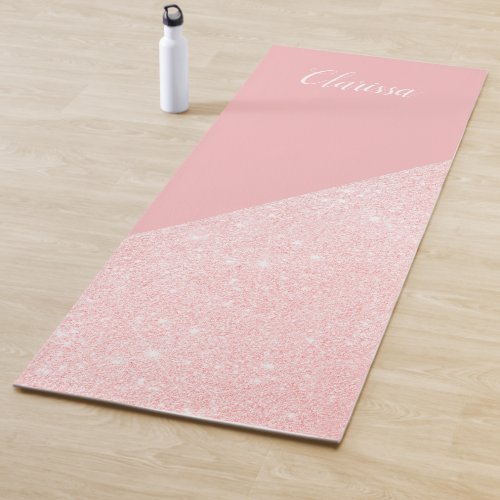 Elegant girly rose gold glitter  pastel pink yoga mat