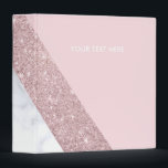 elegant girly rose gold glitter white marble pink binder<br><div class="desc">Stylish and elegant geometric faux rose gold glitter,  white marble and pink color block.</div>