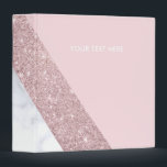 elegant girly rose gold glitter white marble pink binder<br><div class="desc">Stylish and elegant geometric faux rose gold glitter,  white marble and pink color block.</div>