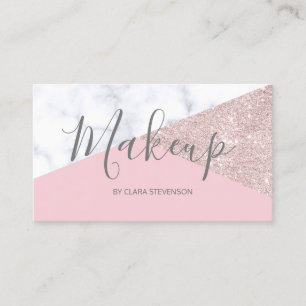 Elegant girly rose gold glitter white marble pink business card