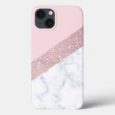 Elegant girly rose gold glitter white marble pink Case-Mate iPhone