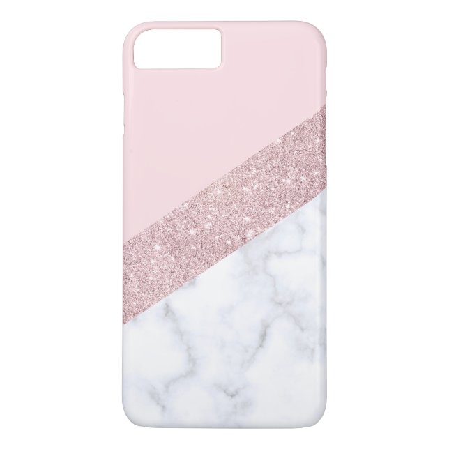 elegant girly rose gold glitter white marble pink Case-Mate iPhone case (Back)